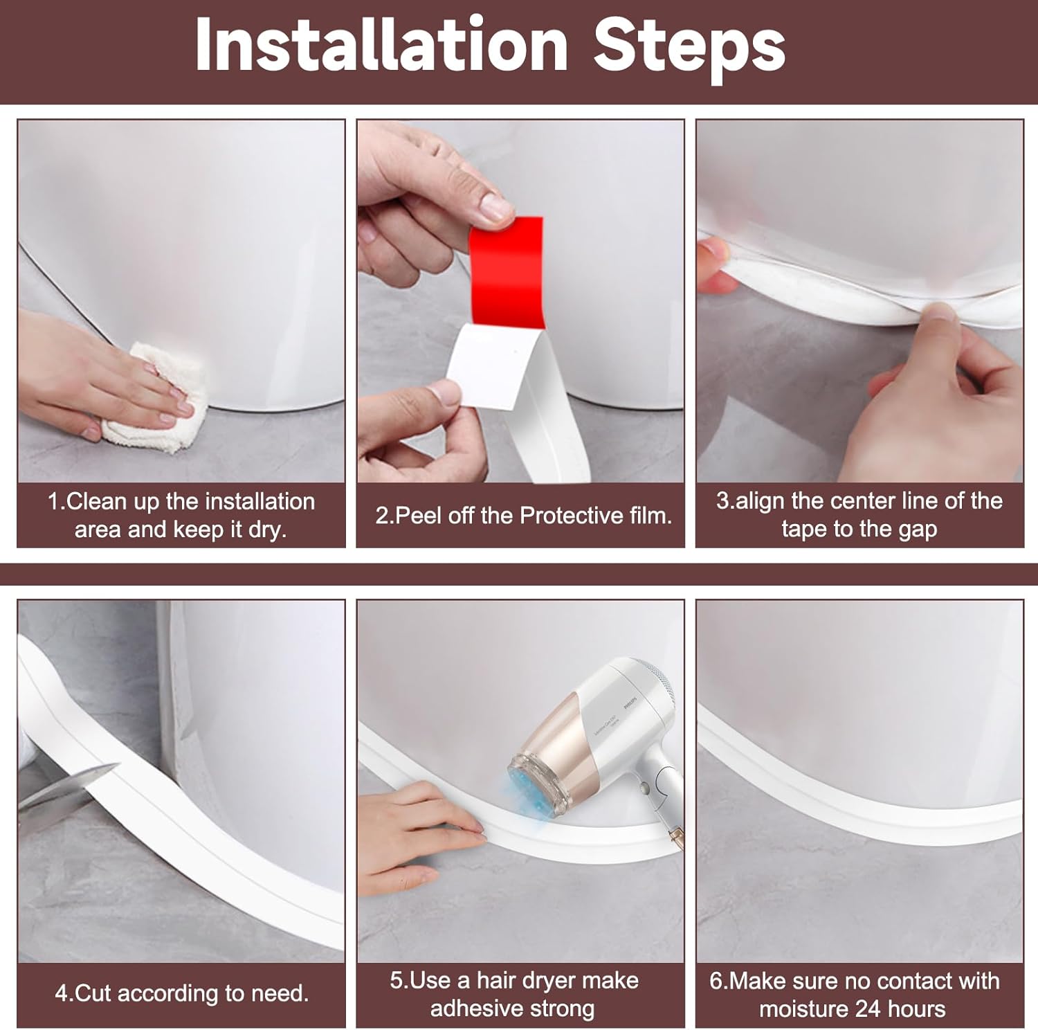 Thumbnail 6 de Mokani Bath Sealant Strip 11 ft bathroom tape