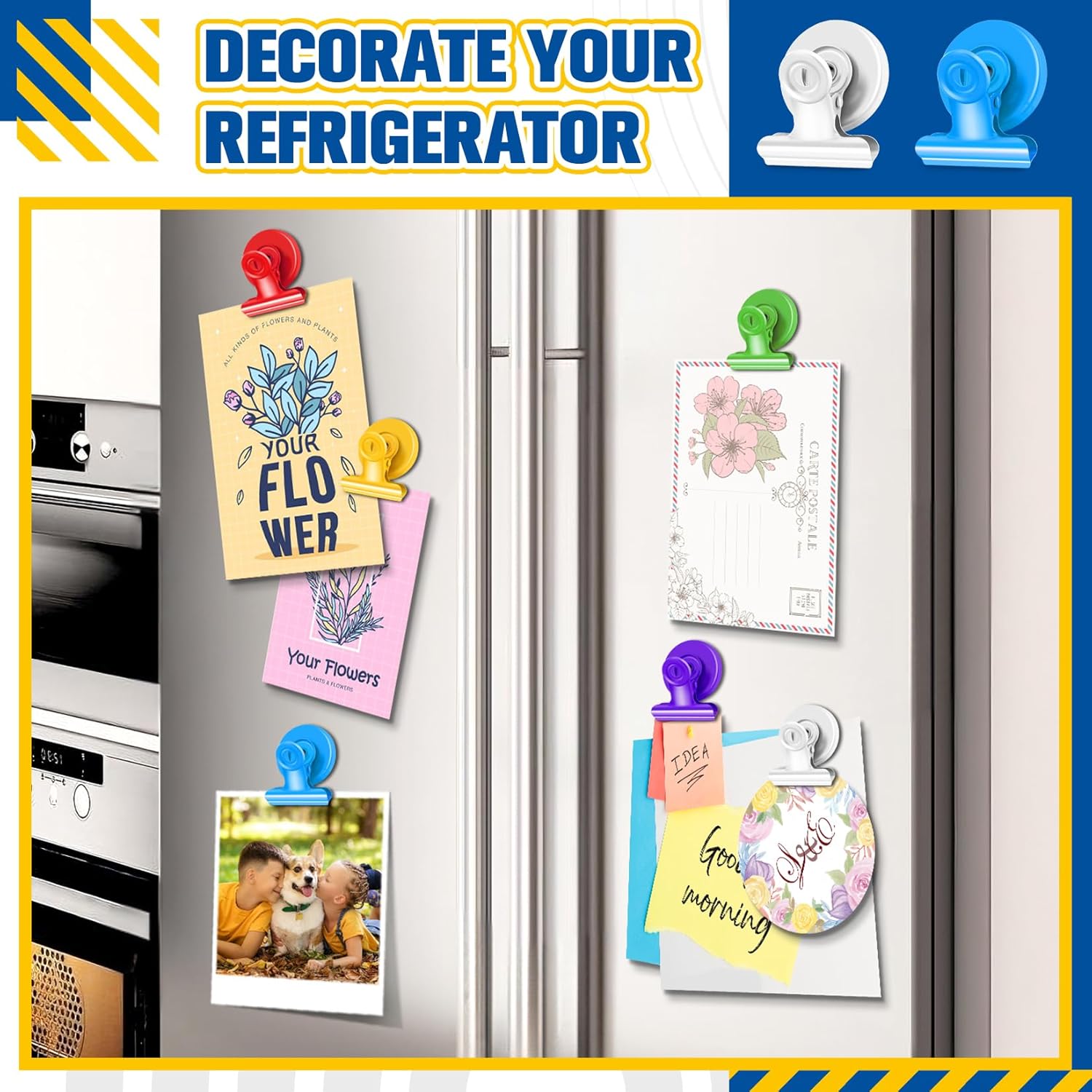 Detalle de FINDMAG fridge magnets clip 6-pack – heavy-duty magnetic clips for whiteboards, fridges and photos
