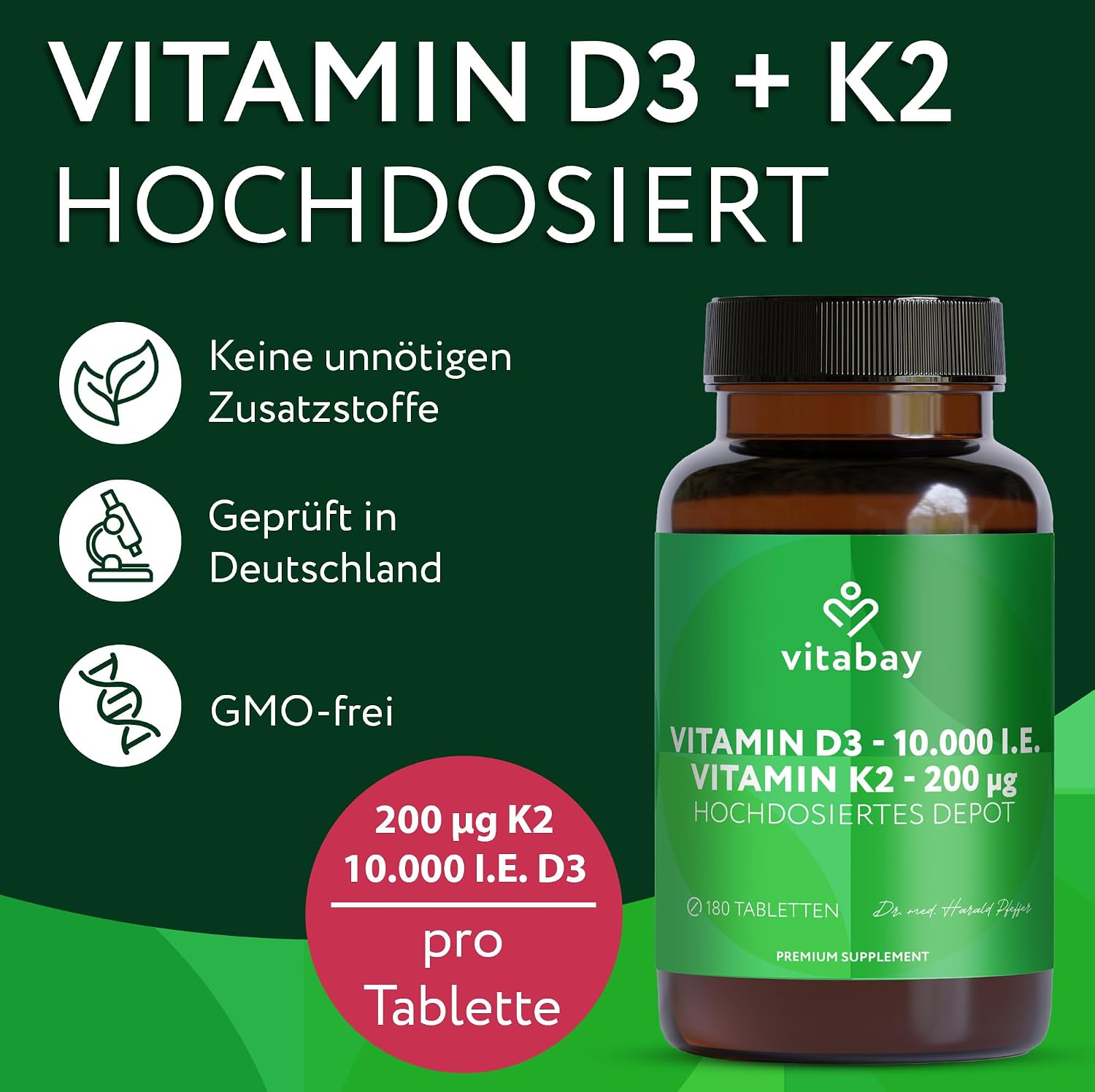 Thumbnail 2 de Vitabay Vitamin D3 + K2 Depot – 180 vegane Tabletten (10.000 IE D3) für die 10‑Tage‑Einnahme
