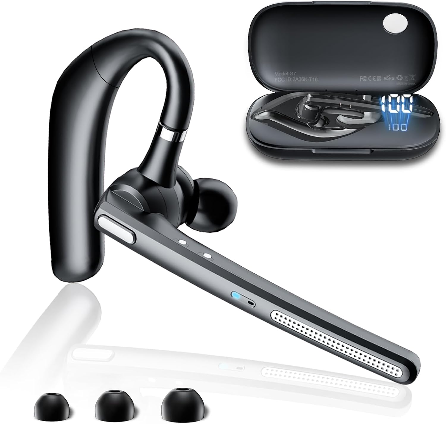 Detalle de COTOE G7 Bluetooth Headset with Noise-Cancelling Mic and Charging Case