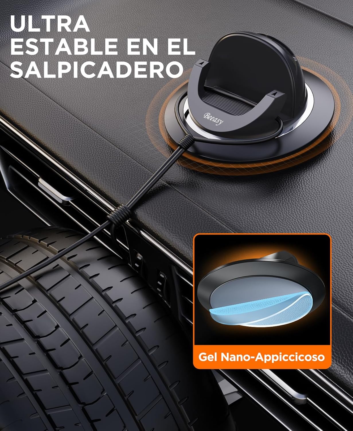 Thumbnail 1 de Beeasy Soporte Móvil Coche 360° 🛞 Antideslizante y Universal