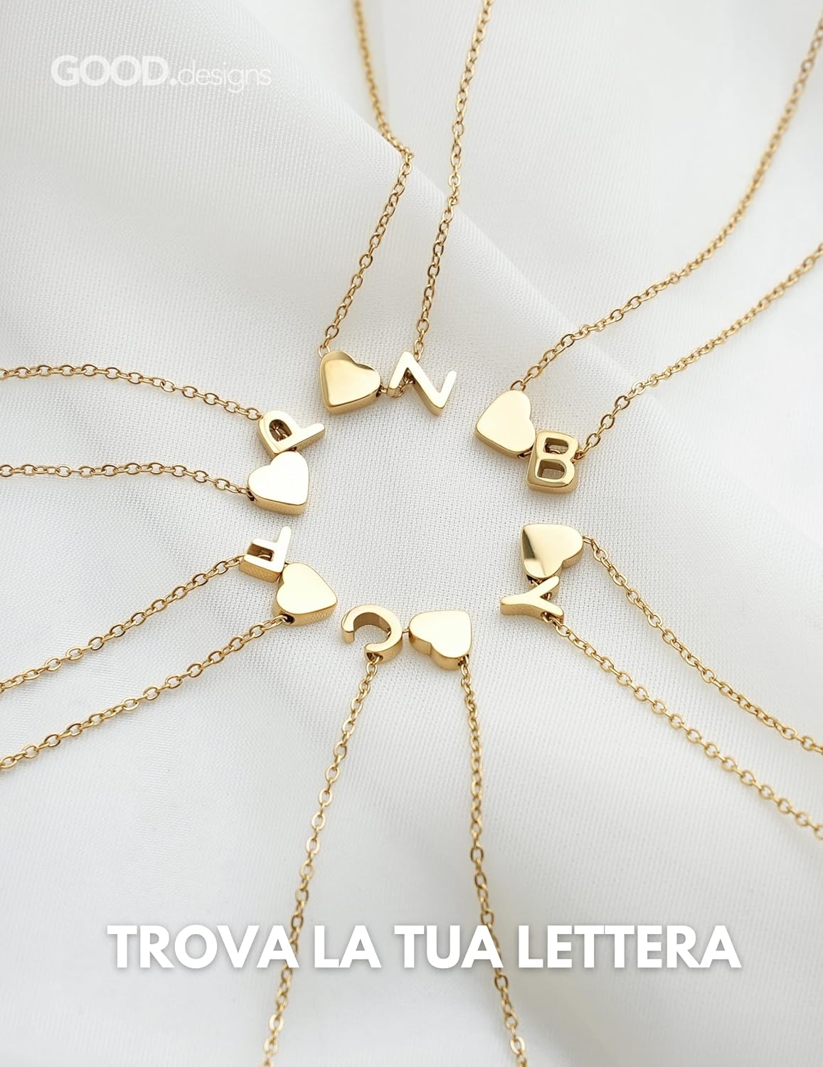 Detalle 1 de Collana GD GOOD.designs con lettera e cuore 8 mm