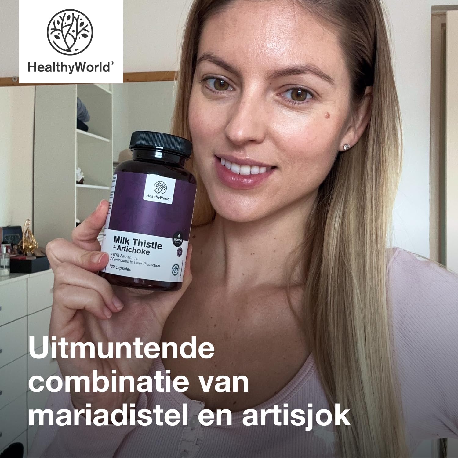 Thumbnail 5 de HealthyWorld Mariadistel + Artisjok, 120 capsules met 80% silymarine