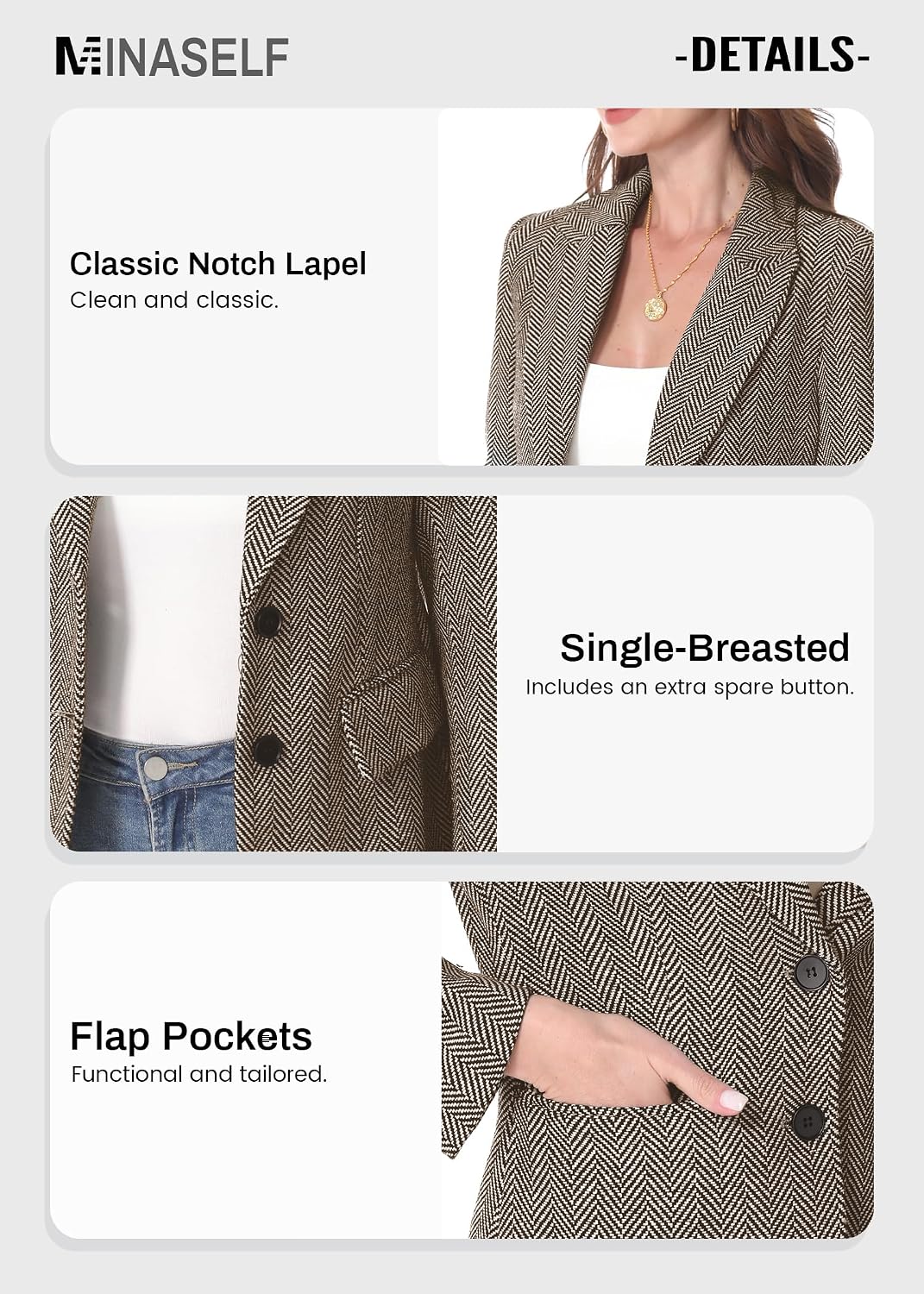 Thumbnail 5 de Mina Self 2025 Herringbone Blazer
