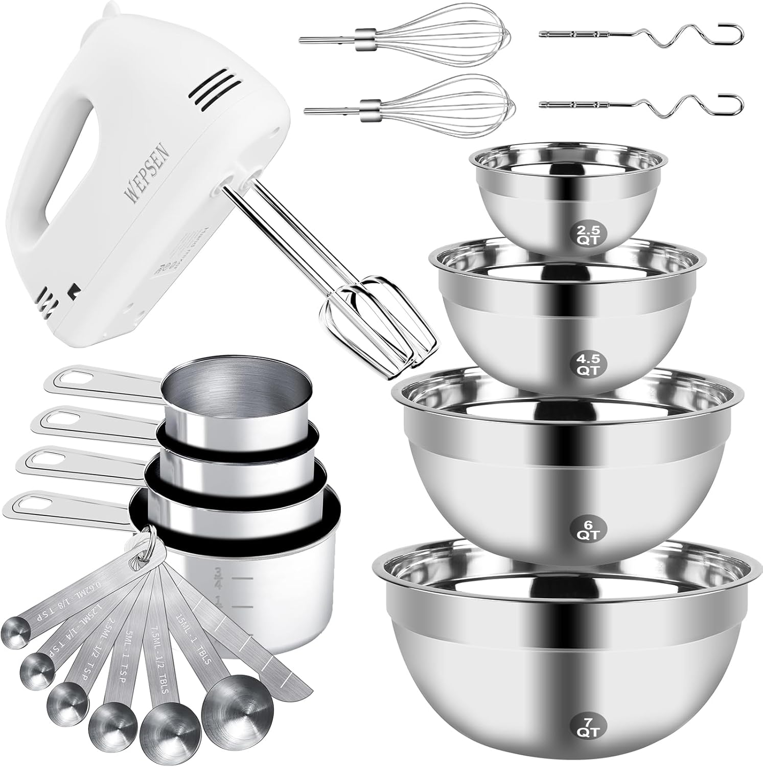 Detalle de WEPSEN Hand Mixer Set 200W, 5 speeds