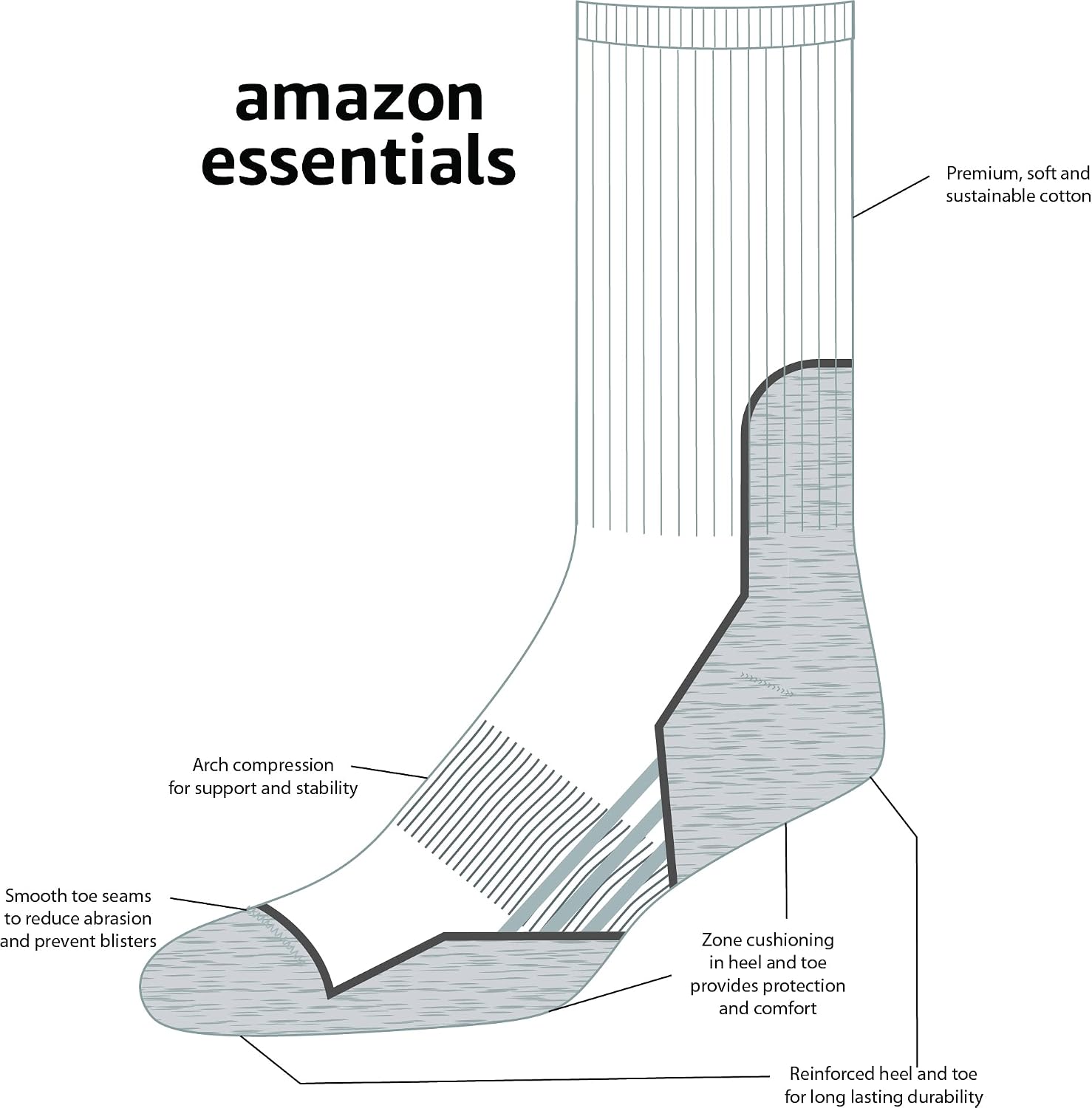 Thumbnail 1 de Amazon Essentials Hiking Crew Socks, 3 Pairs