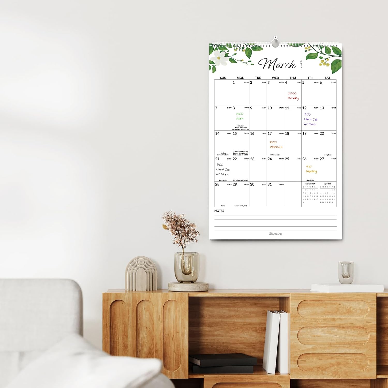 Thumbnail 6 de SUNEE 2026-2027 Wall Calendar, 18-Month Vertical, 22.75 x 15.5 Inches