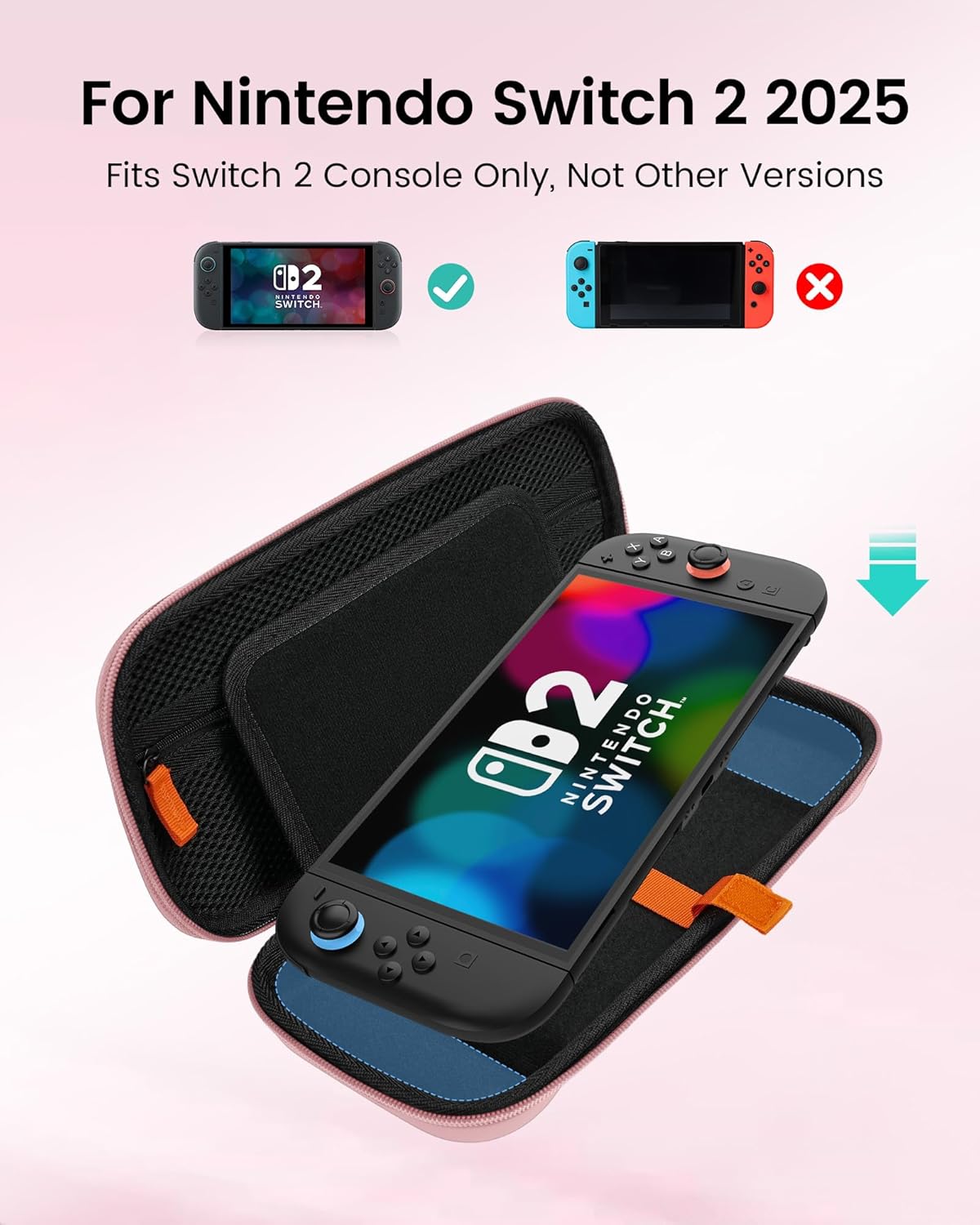 Thumbnail 1 de TRANSNOVO Carrying Case for Nintendo Switch 2 (2025) – Shockproof Hard Shell Travel Cover with 12 Game Card Slots, Pink