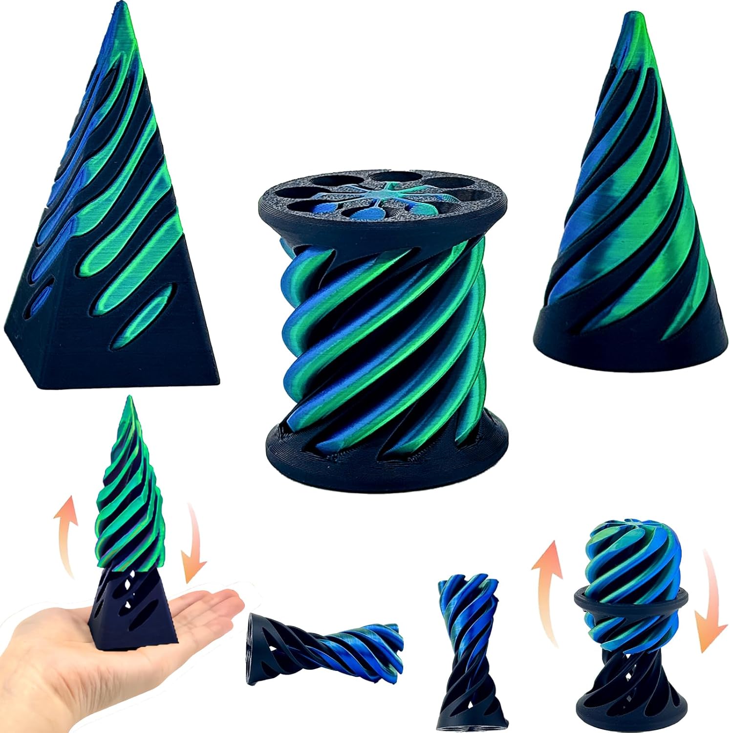 3 Packs Impossible Cone: Spiral Cone Fidget Toy • 3D Printed, Stress Relief & Desk Décor