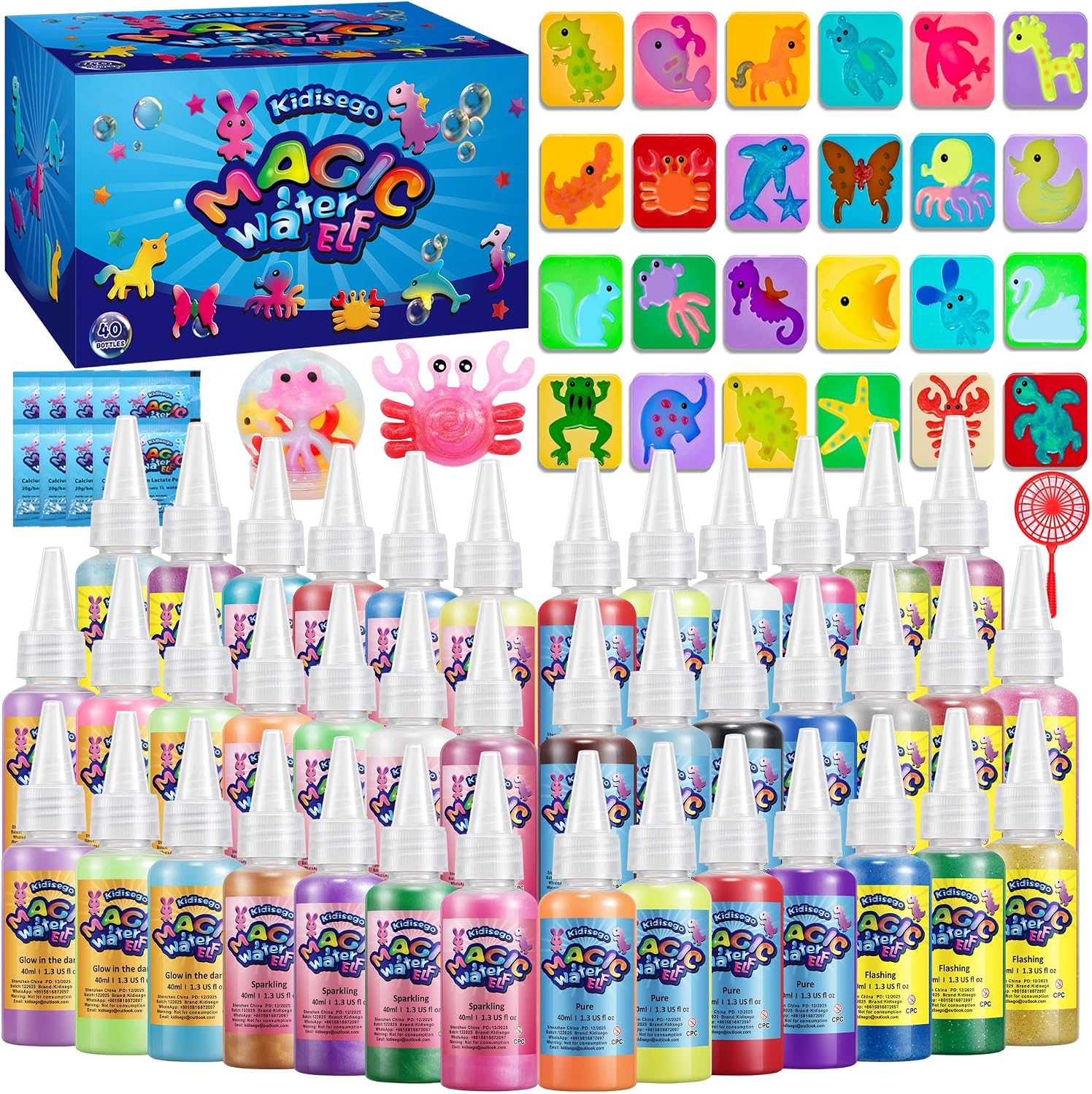 Detalle de Kidisego Magic Water Elf Toy Kit: 40 Colors Aqua Fairy Gel Craft & 24 Molds