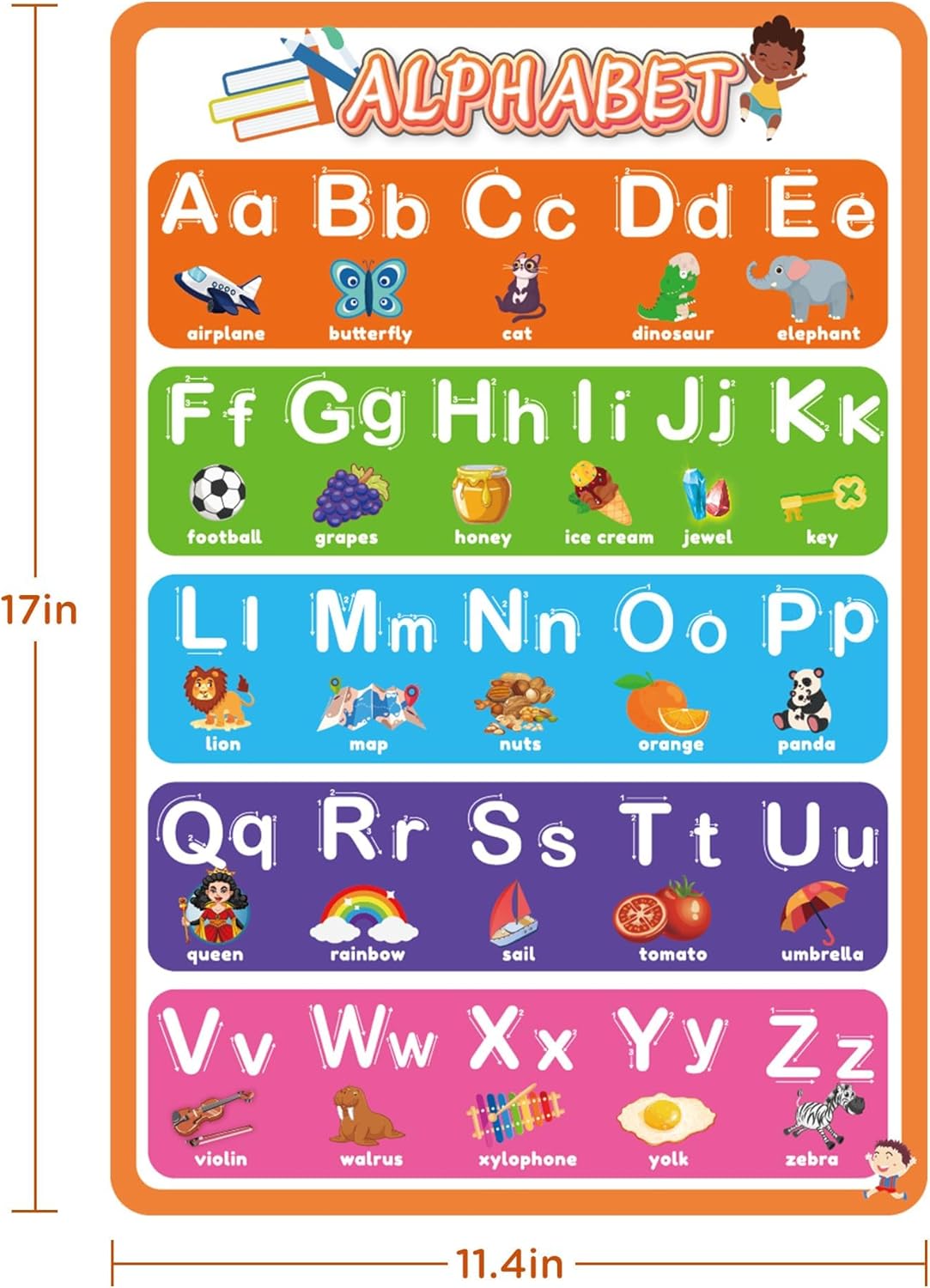 Detalle 2 de D-FantiX Alphabet Poster set: 20 laminated educational posters for toddlers (ages 1–3)