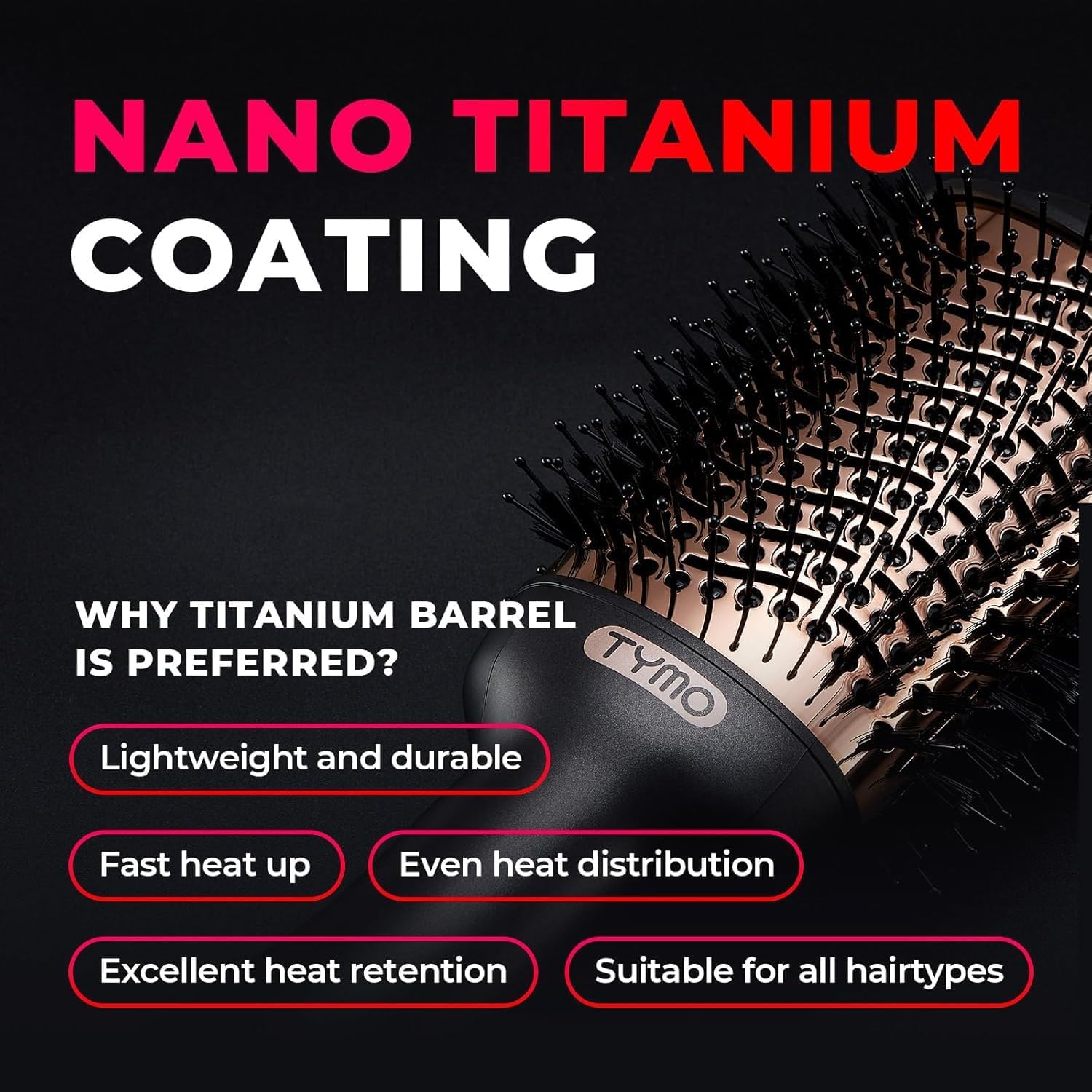 Thumbnail 1 de TYMO Hair Dryer Brush: 4-in-1 Ionic Styler with Oval Titanium Barrel