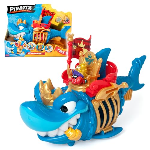 Detalle de PIRATIX Adventure World King Shark – Tiburón articulado con jaula y tesoro: una aventura pirata para imaginar sin límites