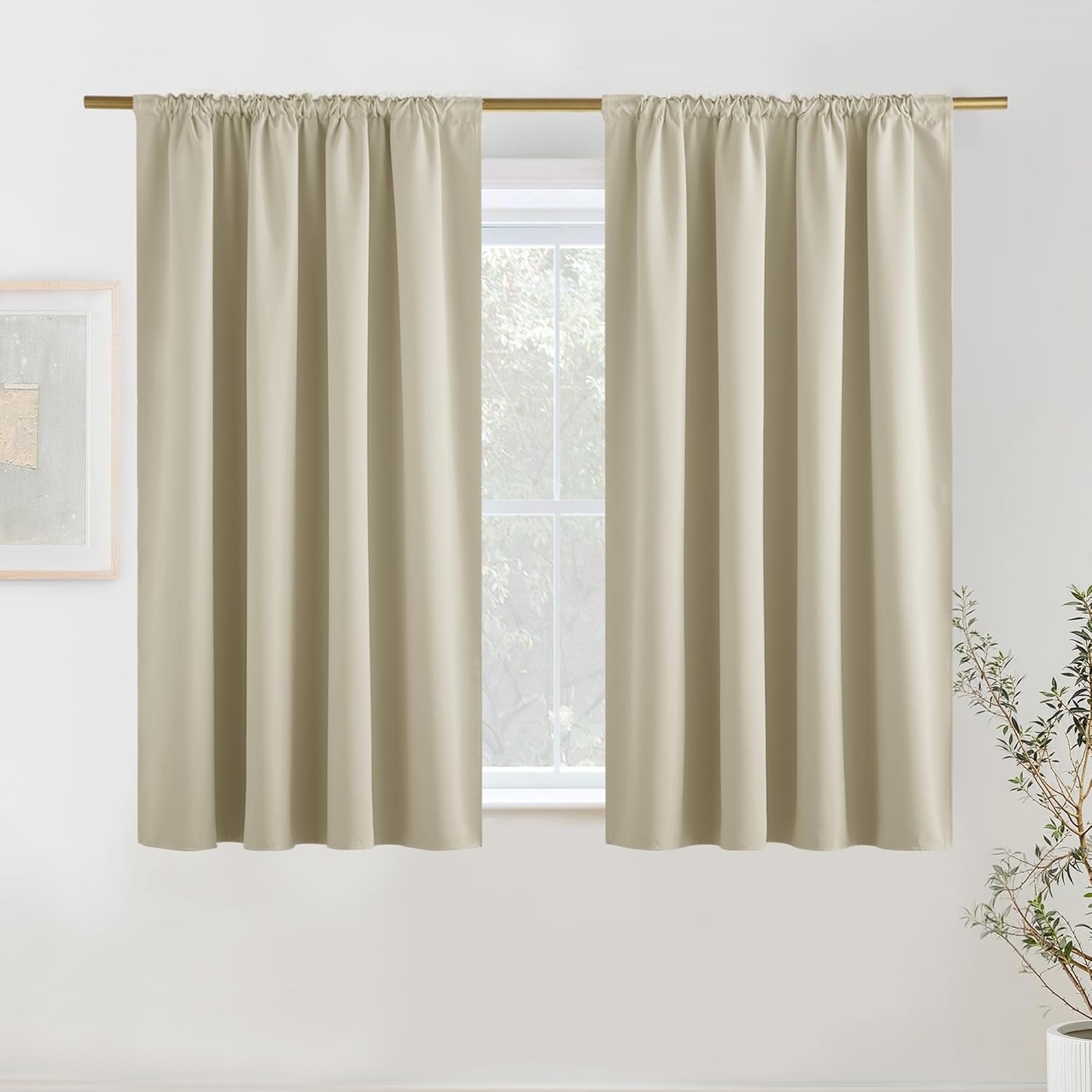 Thumbnail 1 de PONY DANCE Thermal Insulated 100% Blackout Curtains (52 x 54 Inch) in Light Beige – 2 Panels