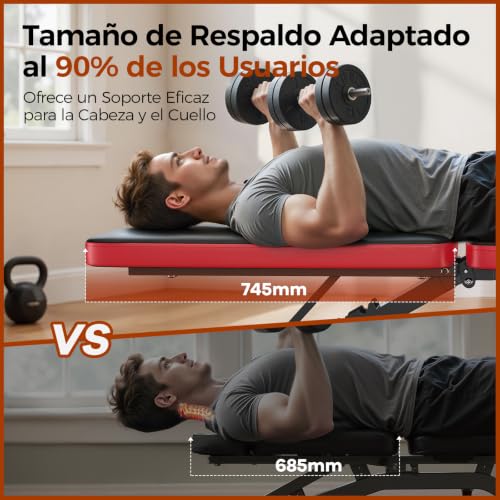 Detalle de Banco de pesas regulable FLYBIRD para gimnasio en casa, 8 posiciones y 300 kg