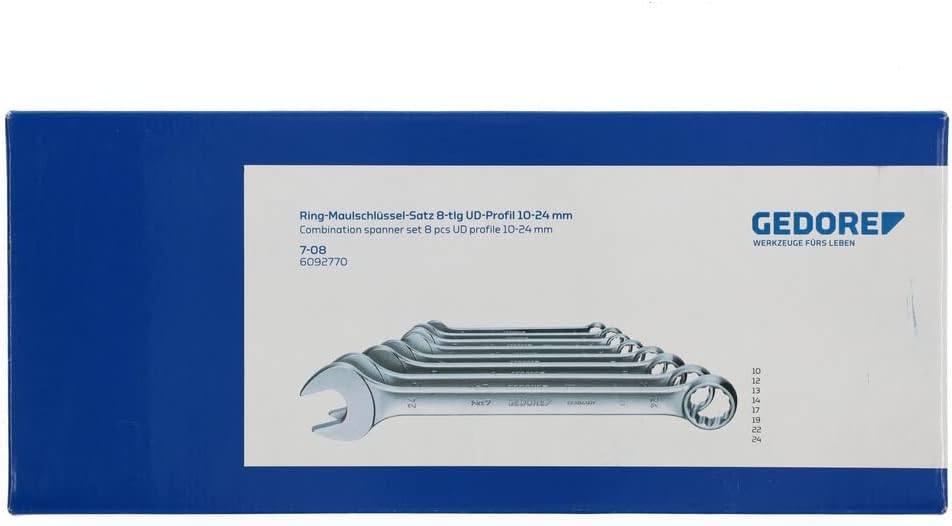 Detalle 2 de GEDORE DIN3113A – zestaw 8 kluczy płasko-oczkowych 10–24 mm ze stali CrV