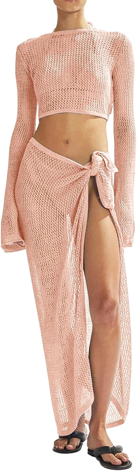 Thumbnail 6 de LANNEW Women's Crochet Cover Ups Set for 2-Piece Bikini Beachwear