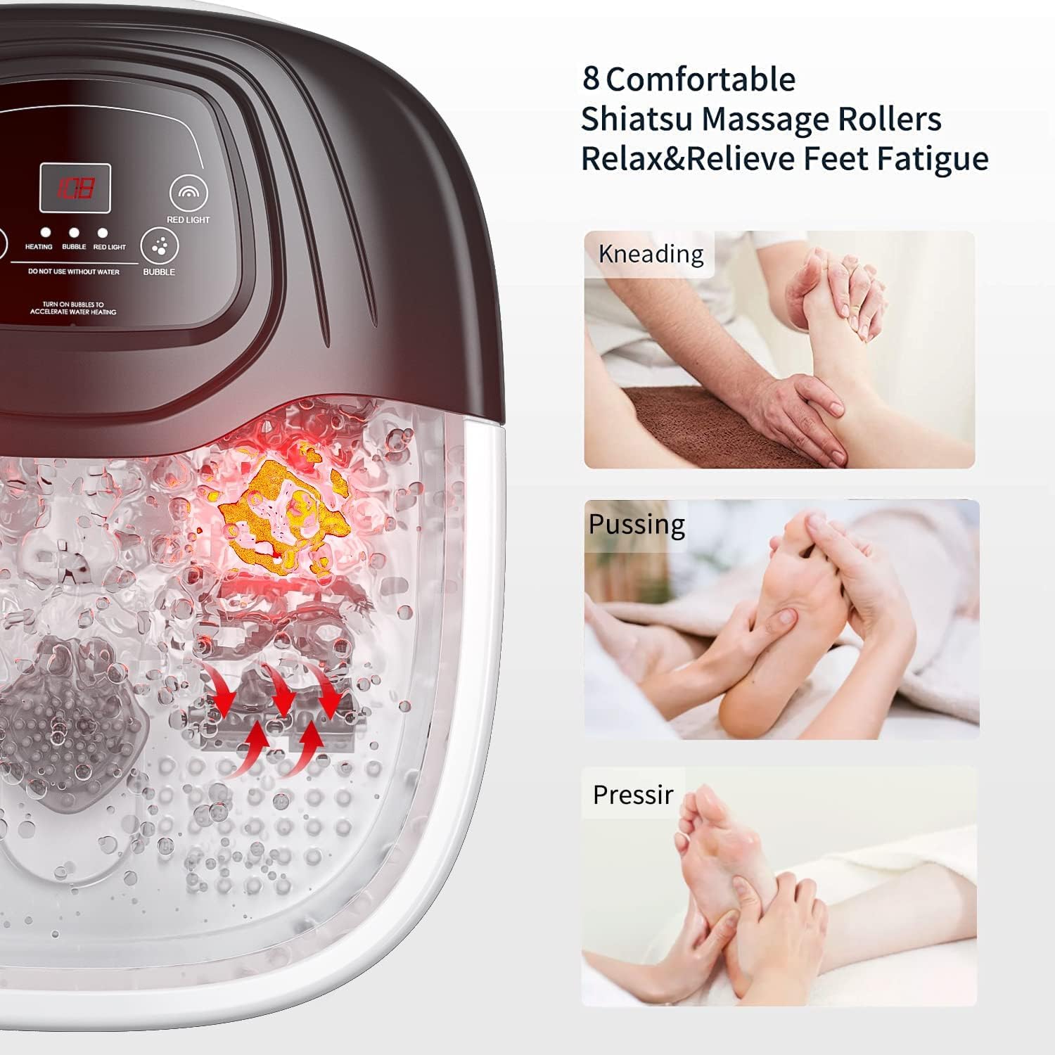 Thumbnail 2 de MODILIC Foot Soaking Tub: Heated Foot Spa with 8 Massagers, Bubbles, Red Light, and Temperature Control