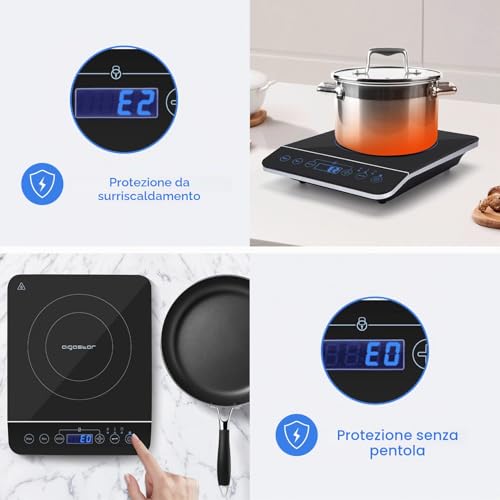 Detalle de Aigostar Piastra a induzione portatile 1 Fuoco 2000W: potenza, praticità e sicurezza in un formato compatto