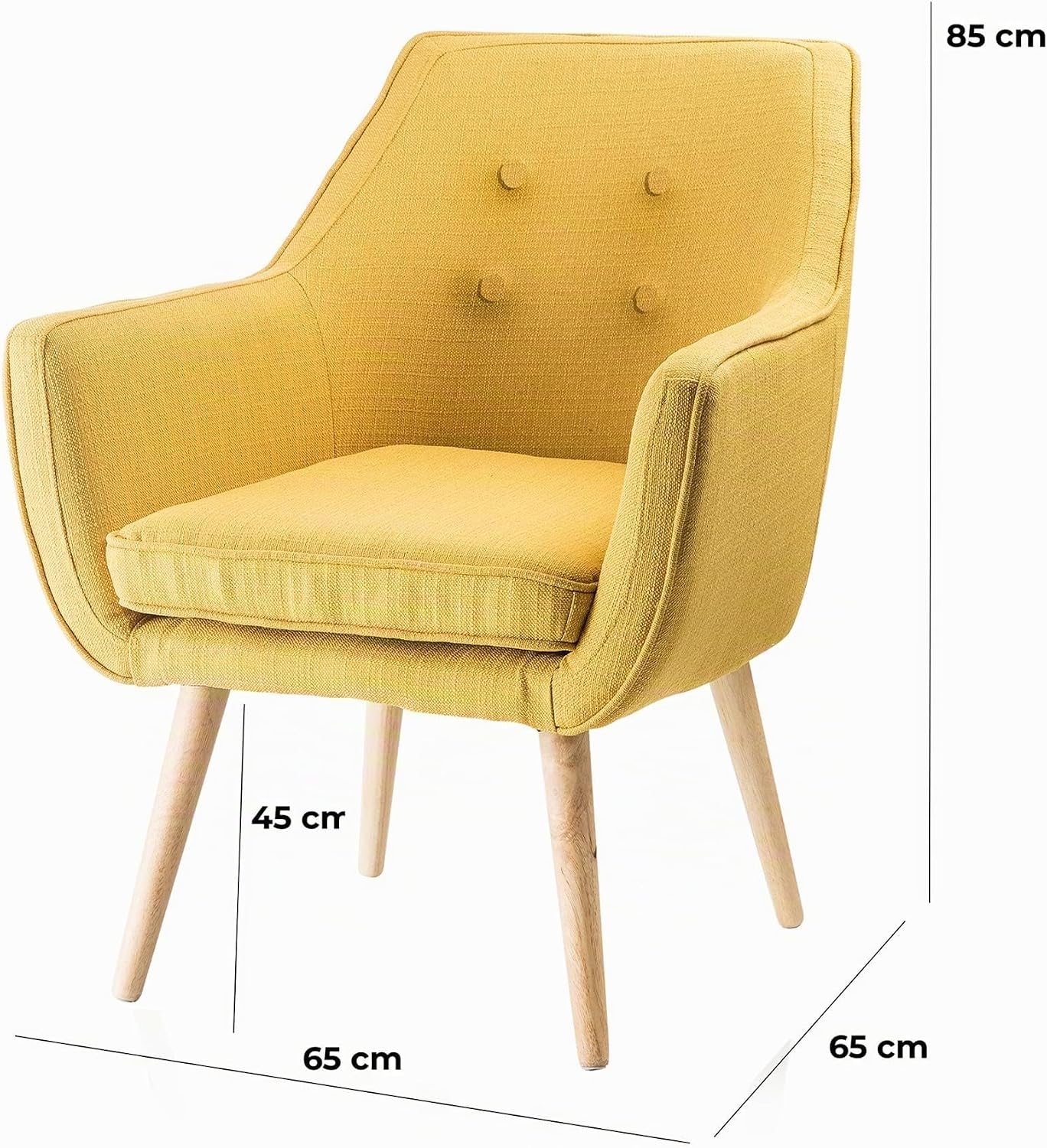 Thumbnail 2 de Poltrona Montemaggi in Tessuto Giallo Ocra con Gambe in Legno – 65x65x85 cm