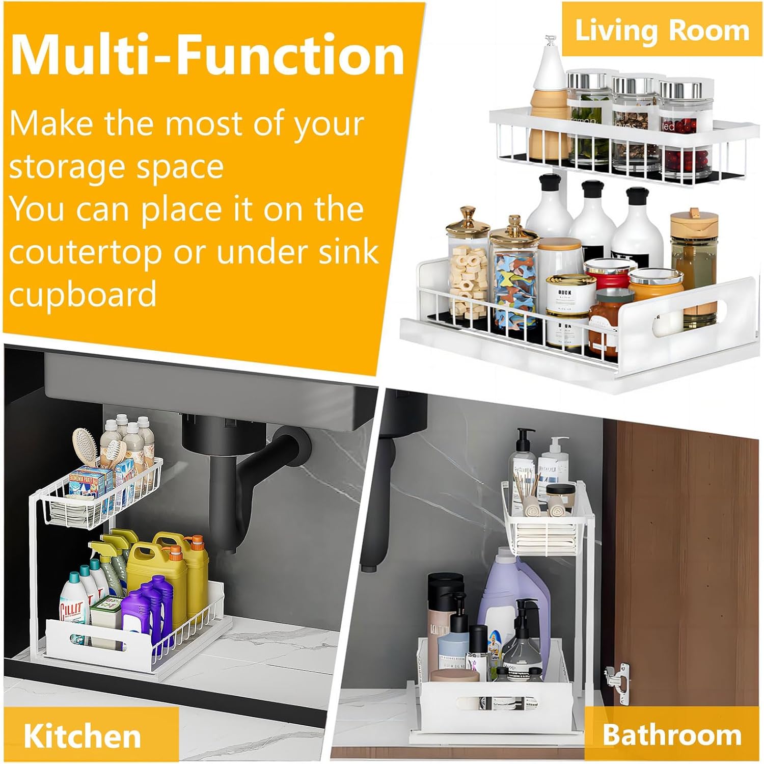 Thumbnail 4 de Ceetug 2-Tier Under Sink Slide-Out Organizer
