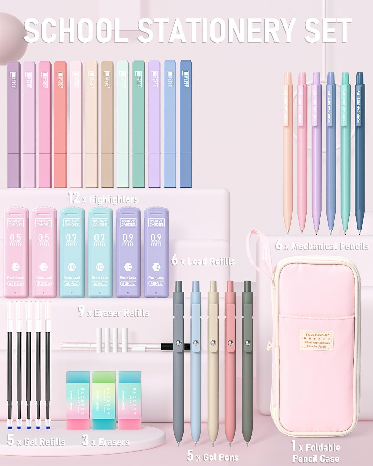 Thumbnail 5 de Four Candies 39 PCS stationery set