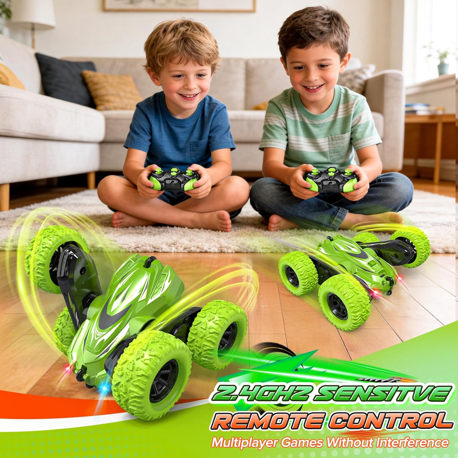 Thumbnail 2 de Voiture télécommandée enfant 4WD 360° rotation — Monster Truck LED, rechargeable et tout-terrain