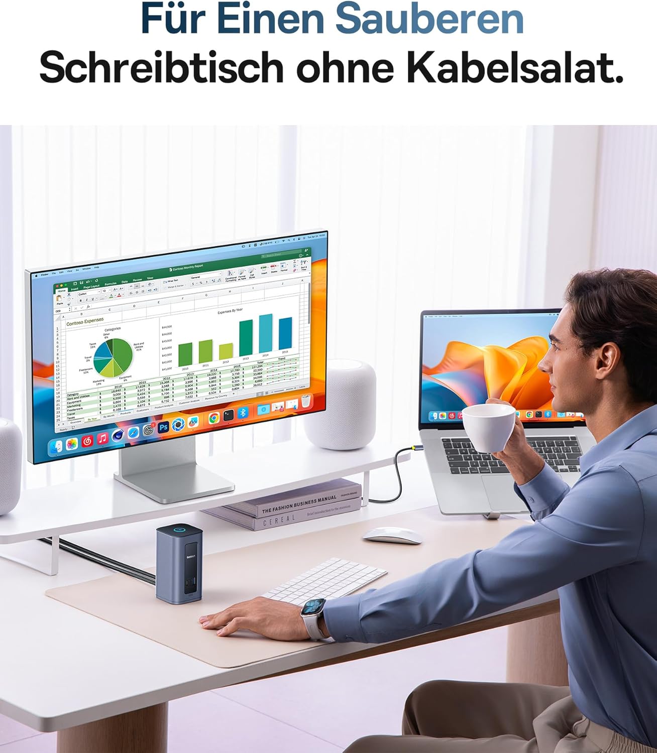 Thumbnail 4 de Baseus Nomos Air Mac 12-in-1 DisplayLink Dockingstation für macOS – Dual-Display mit 2K (HDMI/DP), 10Gbps USB-C/A und 100W PD