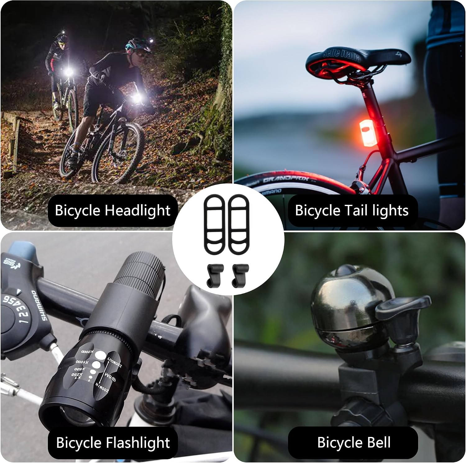 Detalle 2 de MingFontec Fahrrad Silikonband, 10 Stück – Schwarz, flexible Halterungen für Taschenlampe und Fahrradlicht