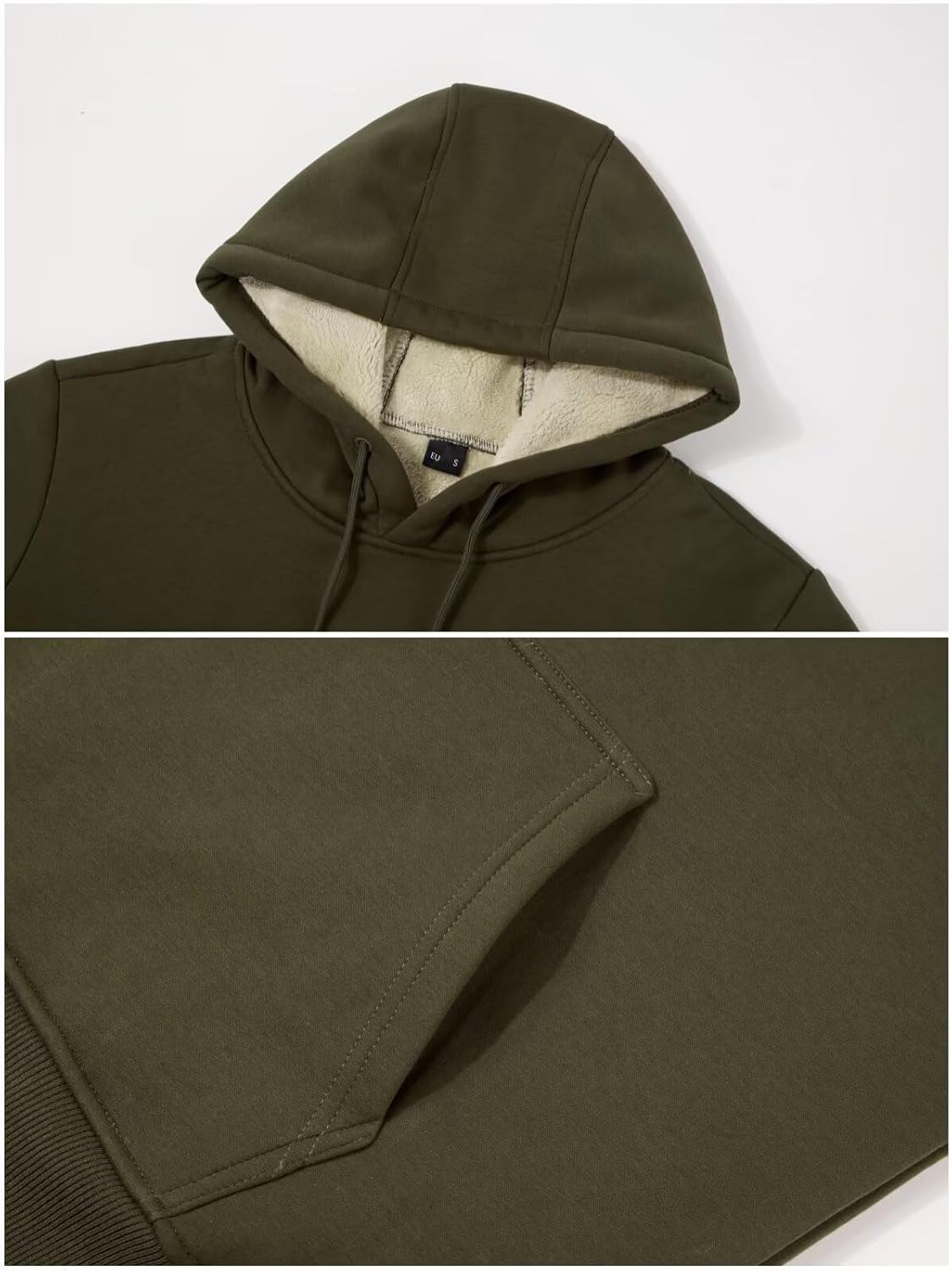 Detalle de PrimeCrest fleecehoodie voor heren met fleecevoering, capuchon en kangoeroezak