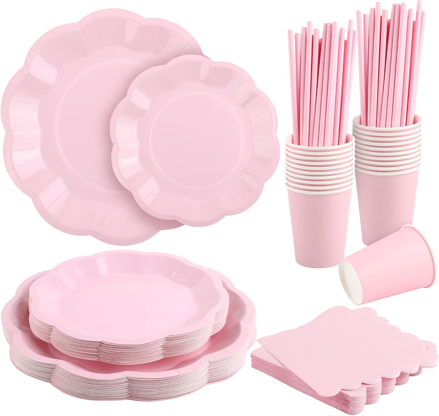 Detalle de Vivantia 150-Piece Pink Party Tableware Set for 30 Guests
