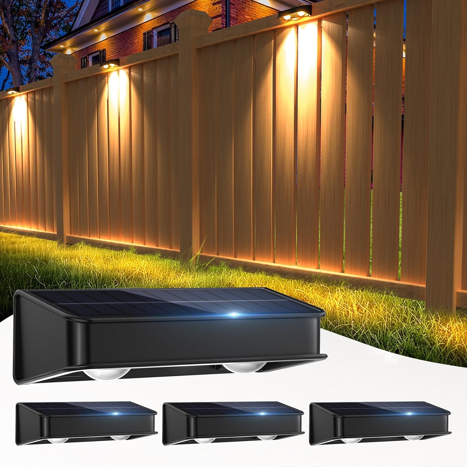 Detalle de nibuuecer Solar Fence Lights 80 lumens 4-Pack