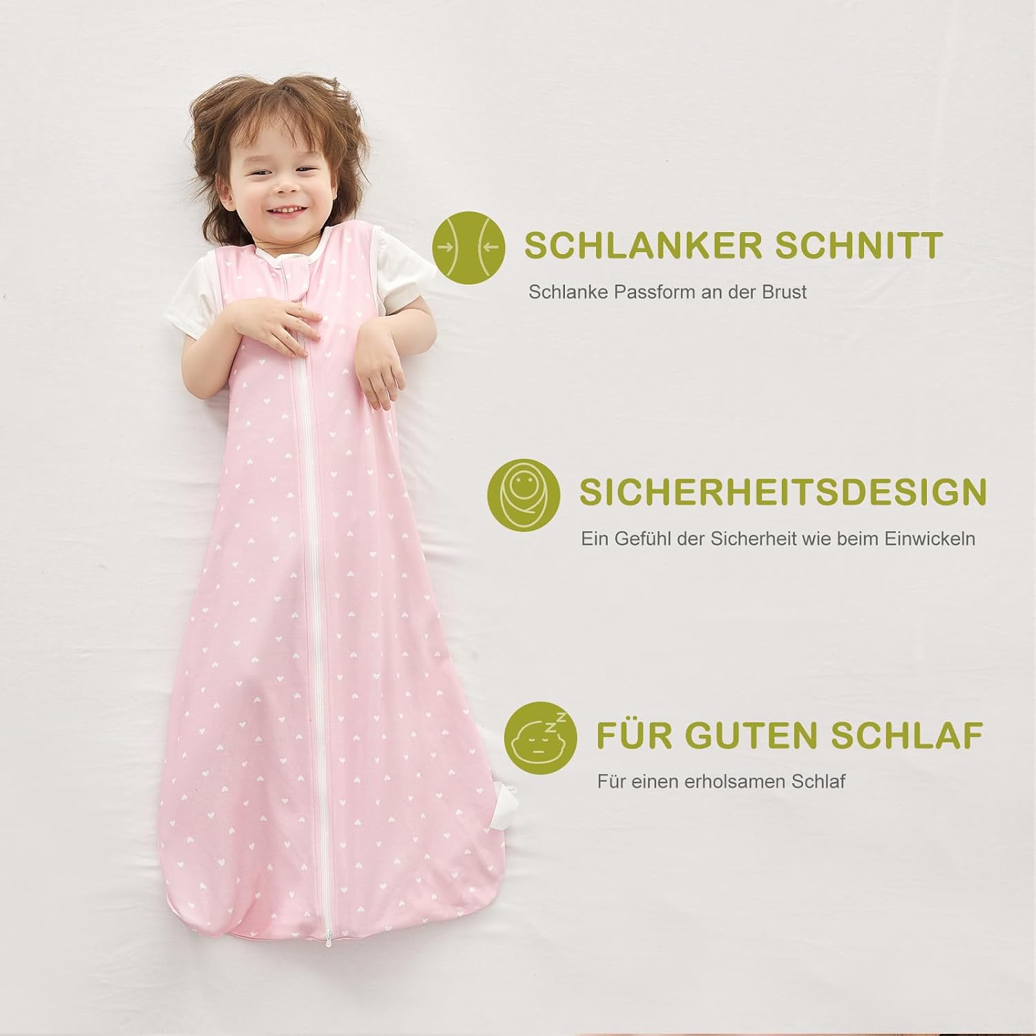 Detalle 2 de Nivolltha 2er Pack Baby Schlafsack 1.0 TOG – 100% Baumwolle, Frühling/Herbst, Größe S