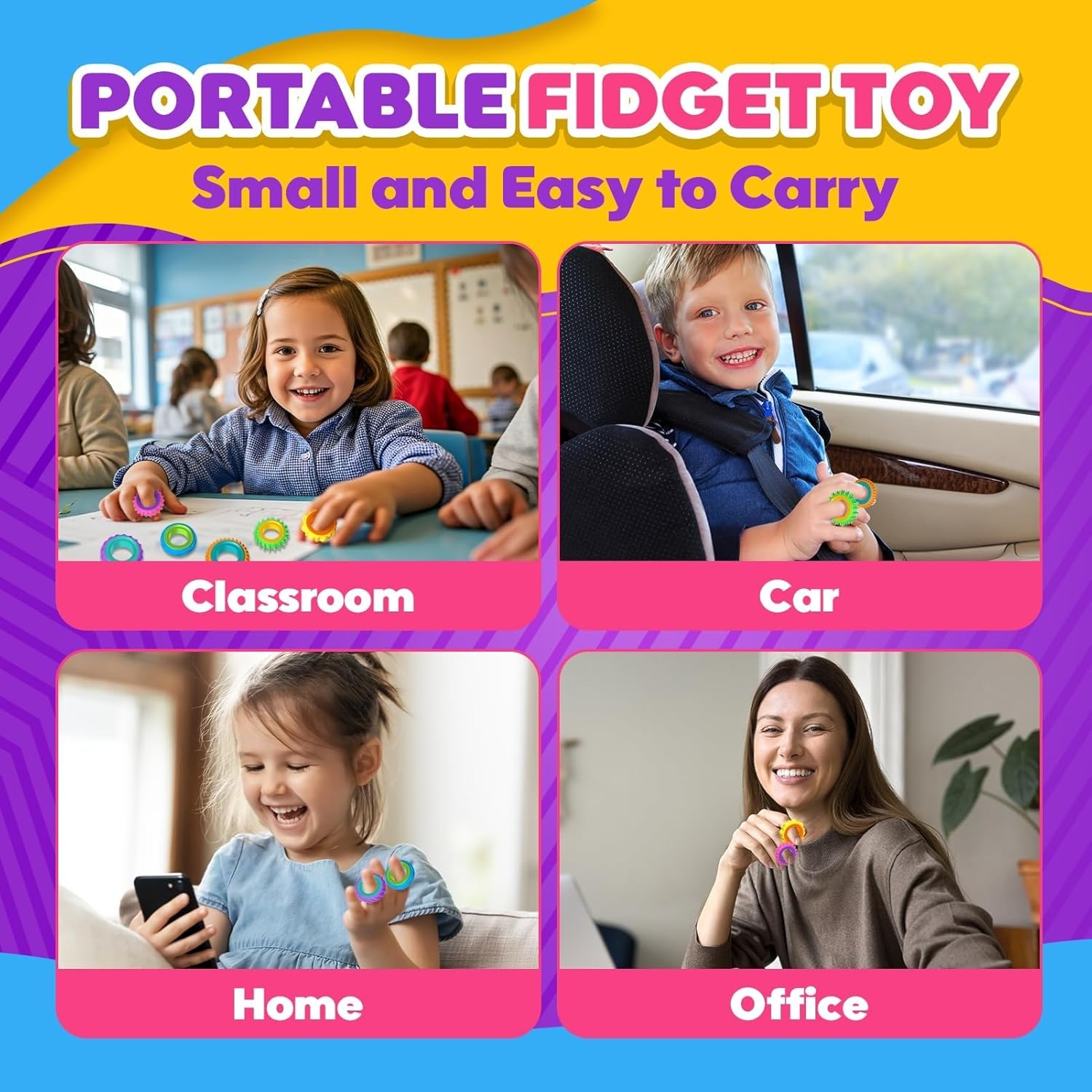 Thumbnail 3 de Fidget Toy Sensory Rings 12-pack for ADHD classroom