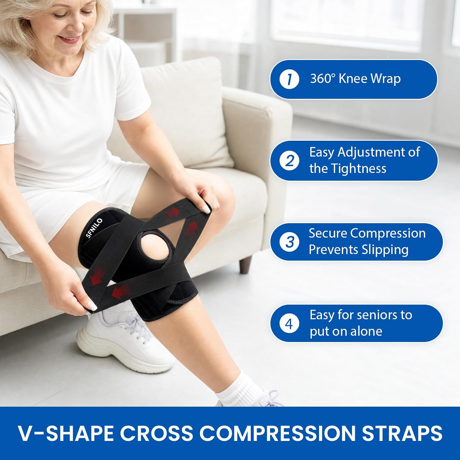 Thumbnail 4 de SFNILO XX-Large Knee Brace with Side Stabilizers, Gel Pads and Adjustable Straps