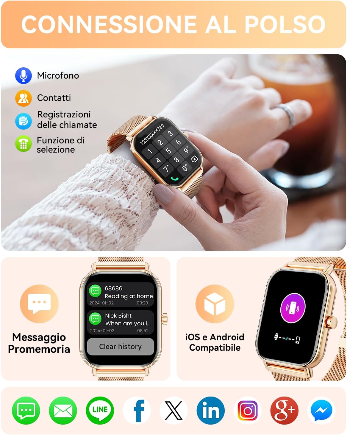 Detalle de Smartwatch con chiamate Bluetooth 1,85"