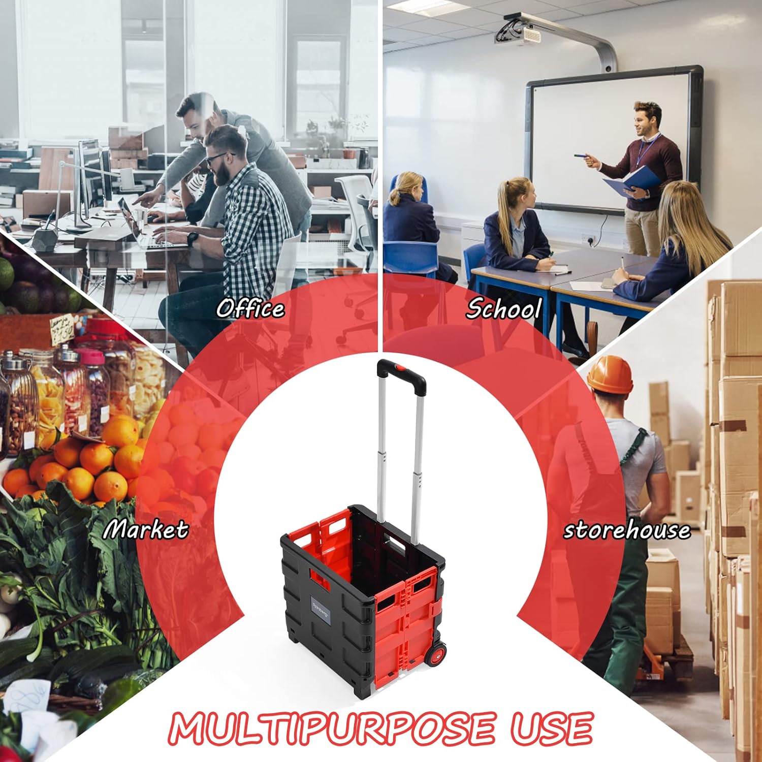 Thumbnail 4 de Rainberg Heavy Duty Folding Trolley Box Cart – Large, 35kg Capacity