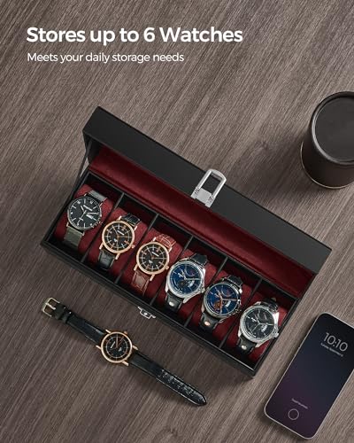 Detalle de SONGMICS Watch Box with 6 Slots and Glass Lid (JWB006R01)