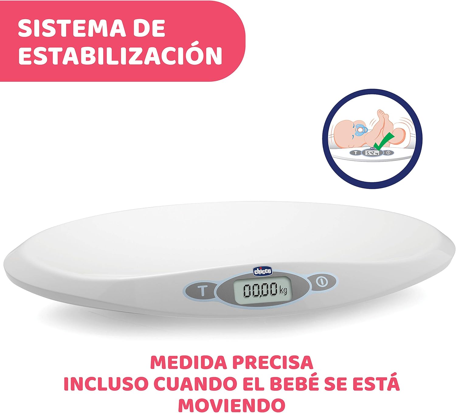 Thumbnail 3 de Chicco Báscula Digital para Bebés 📊 hasta 20 kg, LCD, Tara