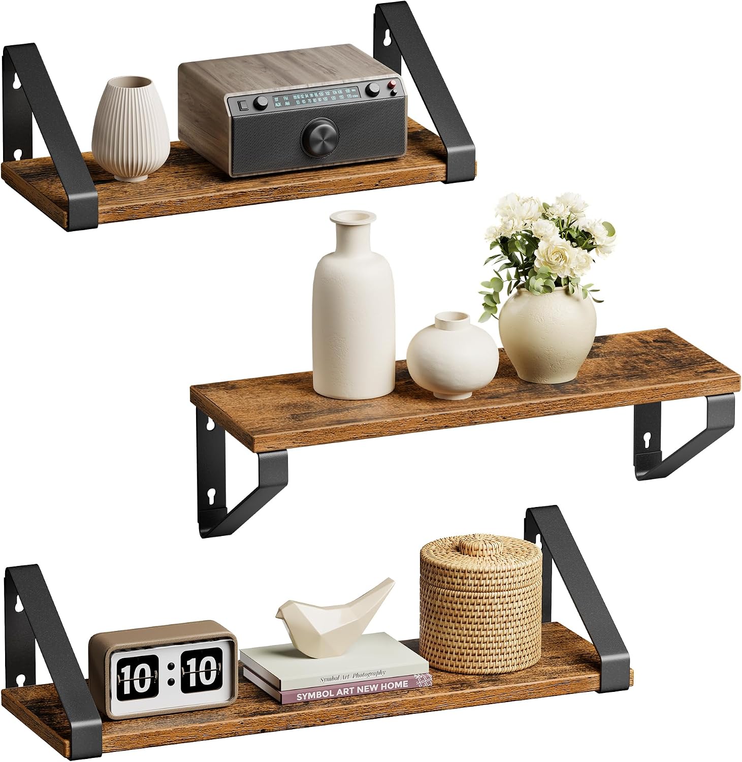 Detalle de VASAGLE LWS33BX floating shelf set 3