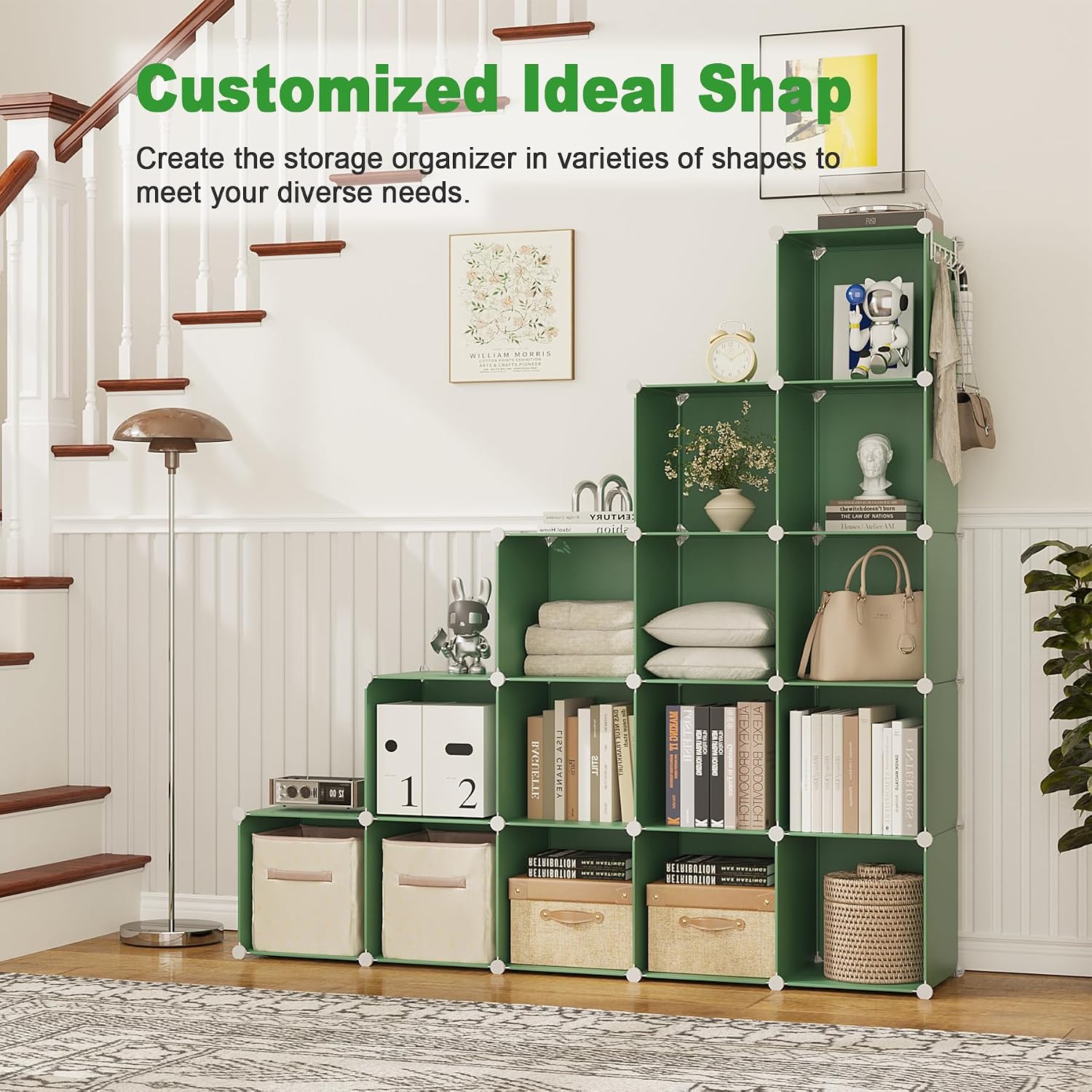 Thumbnail 5 de C&AHOME UPCS16GN 16-Cube Storage Organizer, Green Modular Plastic Shelf