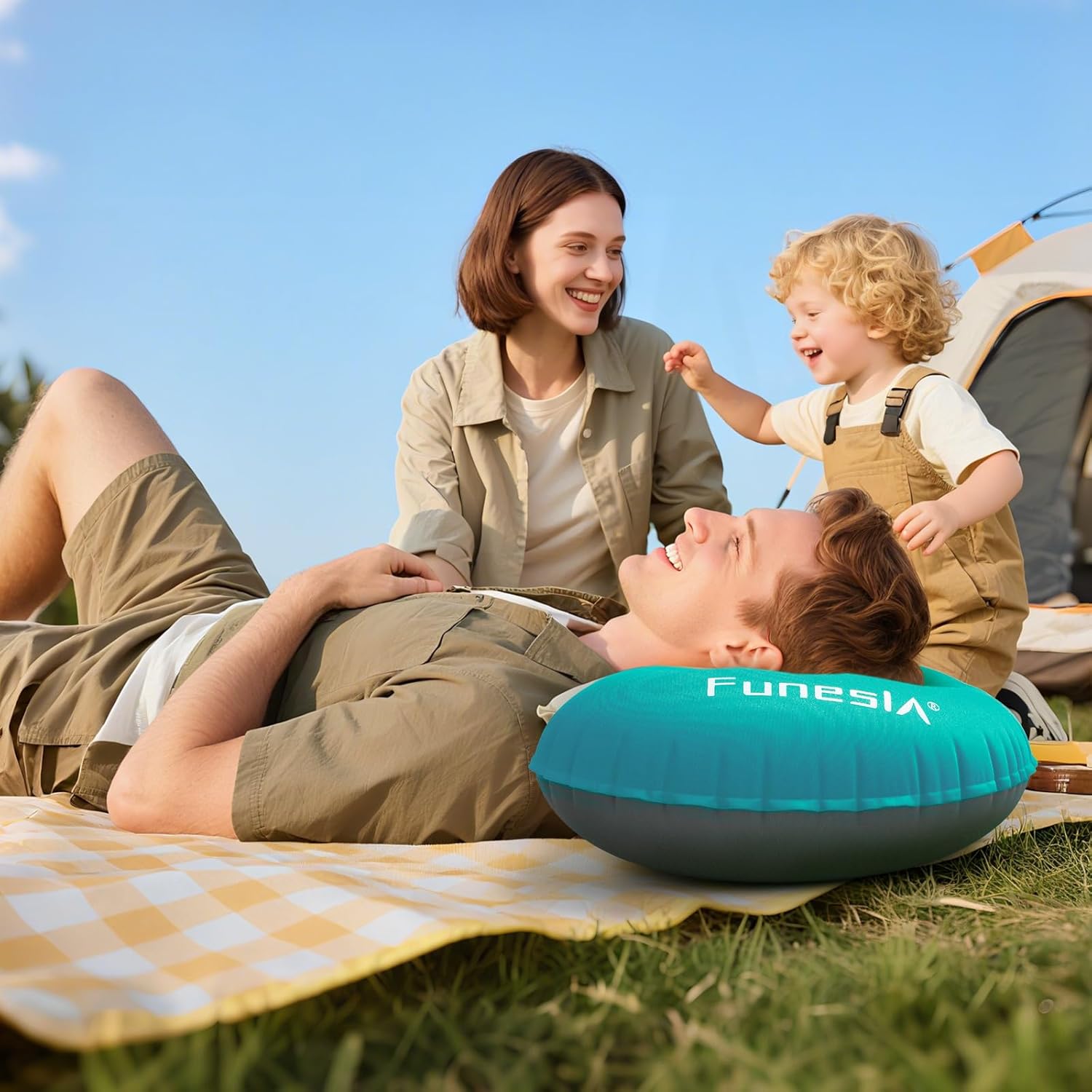 Detalle 2 de Funesla Camping Pillow Inflatable – Ultralight, Compressible Support for Neck & Lumbar