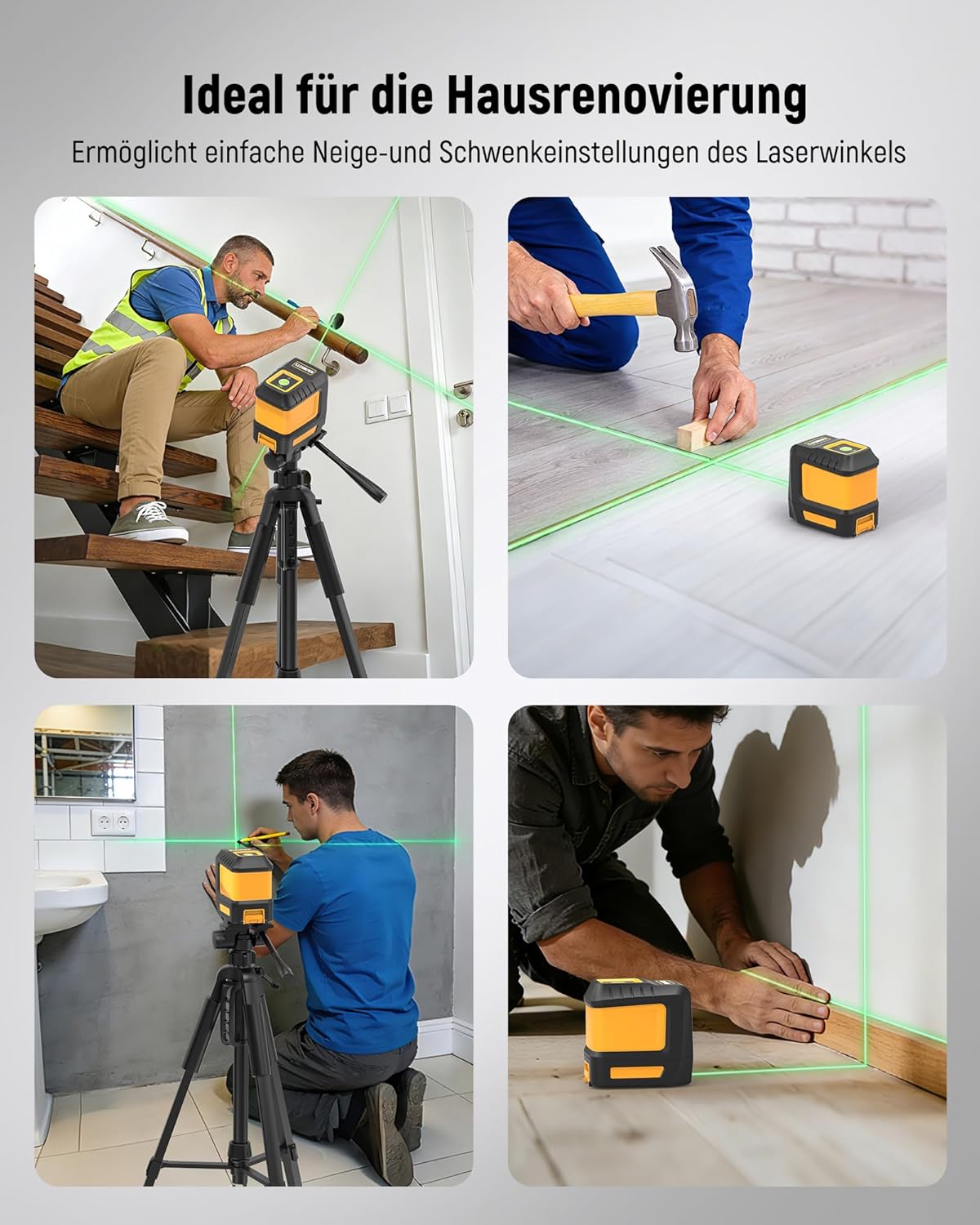 Thumbnail 5 de Livella Laser Autolivellante KAIWEETS Verde 30 m con base magnetica e croce orizzontale/verticale