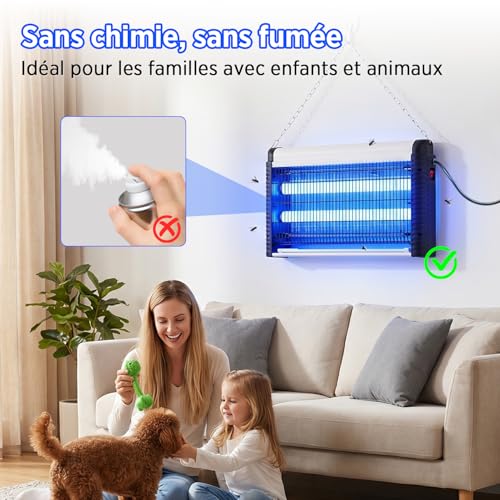 Detalle de AOKKR Tue Mouche Électrique 35W 4000V — Lampe UV puissante pour intérieur jusqu’à 80 m²