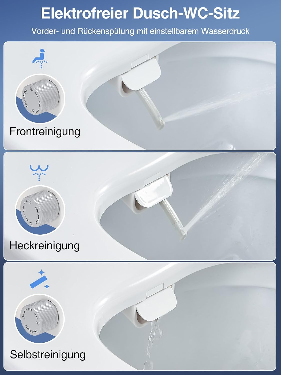 Detalle 2 de YEAUPE PRO deska sedesowa z bidetem, wolnoopadająca, bez prądu, owalna