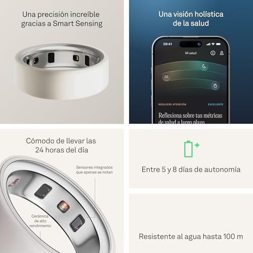 Detalle de Oura Ring 4 Ceramic Cloud (Talla 7) | Averigua tu talla con el kit de tallaje