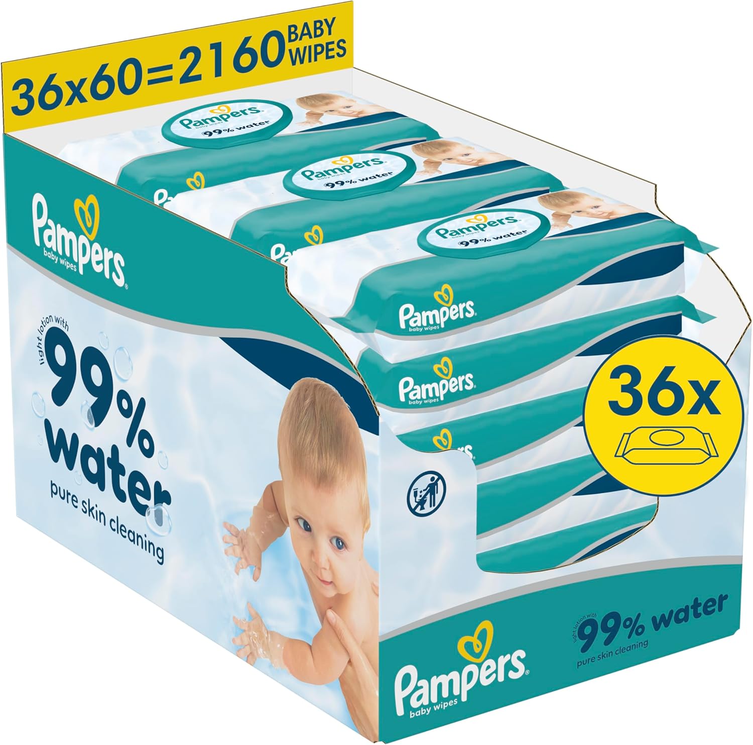 Thumbnail 6 de Pampers 99% Water Baby-Feuchttücher – 18 Packungen mit 60 Tüchern (1.080 Stück)