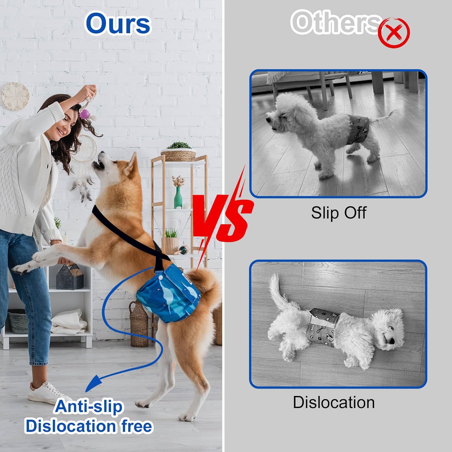 Detalle de Dono Dog Nappies Male with Suspenders – Belly Bands for Dogs in Heat, Incontinence, Training and Travel (XXL)