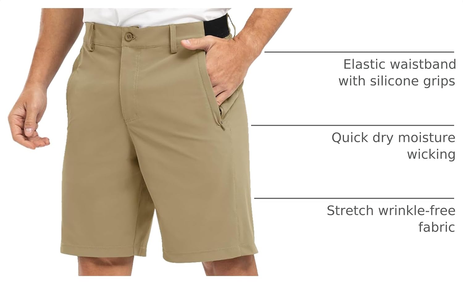 Detalle de TBMPOY Men's 9" Golf Shorts: Stretch, Quick Dry, and Practical for Work or Play