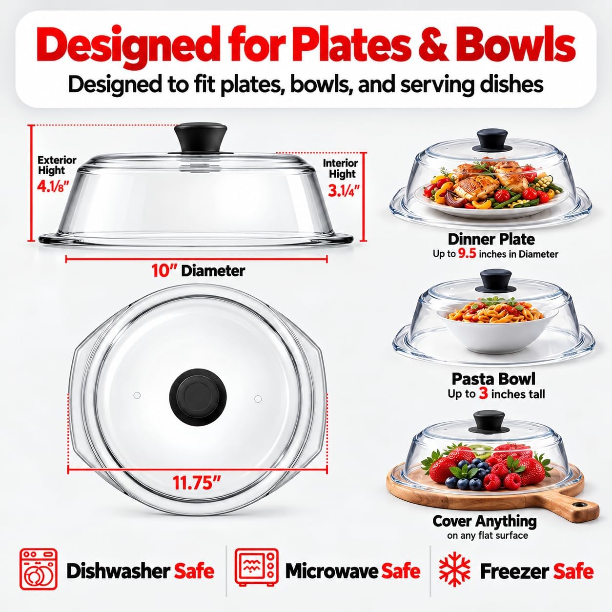 Thumbnail 2 de Bezrat Microwave Plate Cover 10 Inch 🍽